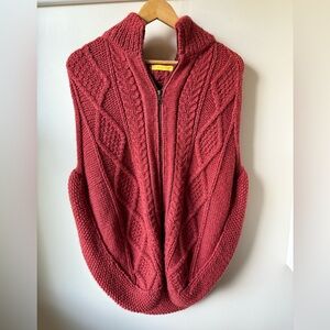 JACK ROGERS Cabled Poncho Full Zip Sweater Chunky Aran Fall Cozy Soft Thick‎ OS